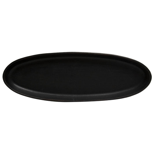 Black Wooden Oval Tray, 20.5"