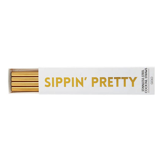 Gold Cocktail Straws - 4 Pack