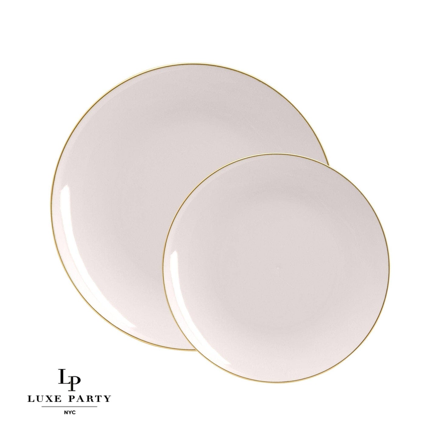 Round Linen • Gold Plastic Plates | 10 Pack