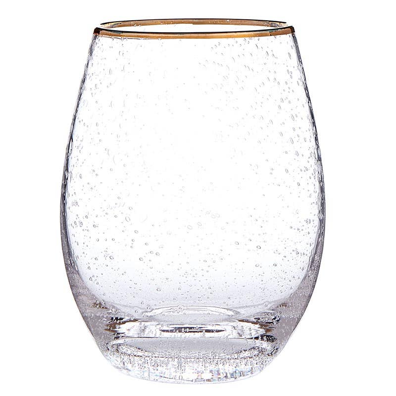 17 oz - Gold Rimmed Stemless Wine Glass (2)